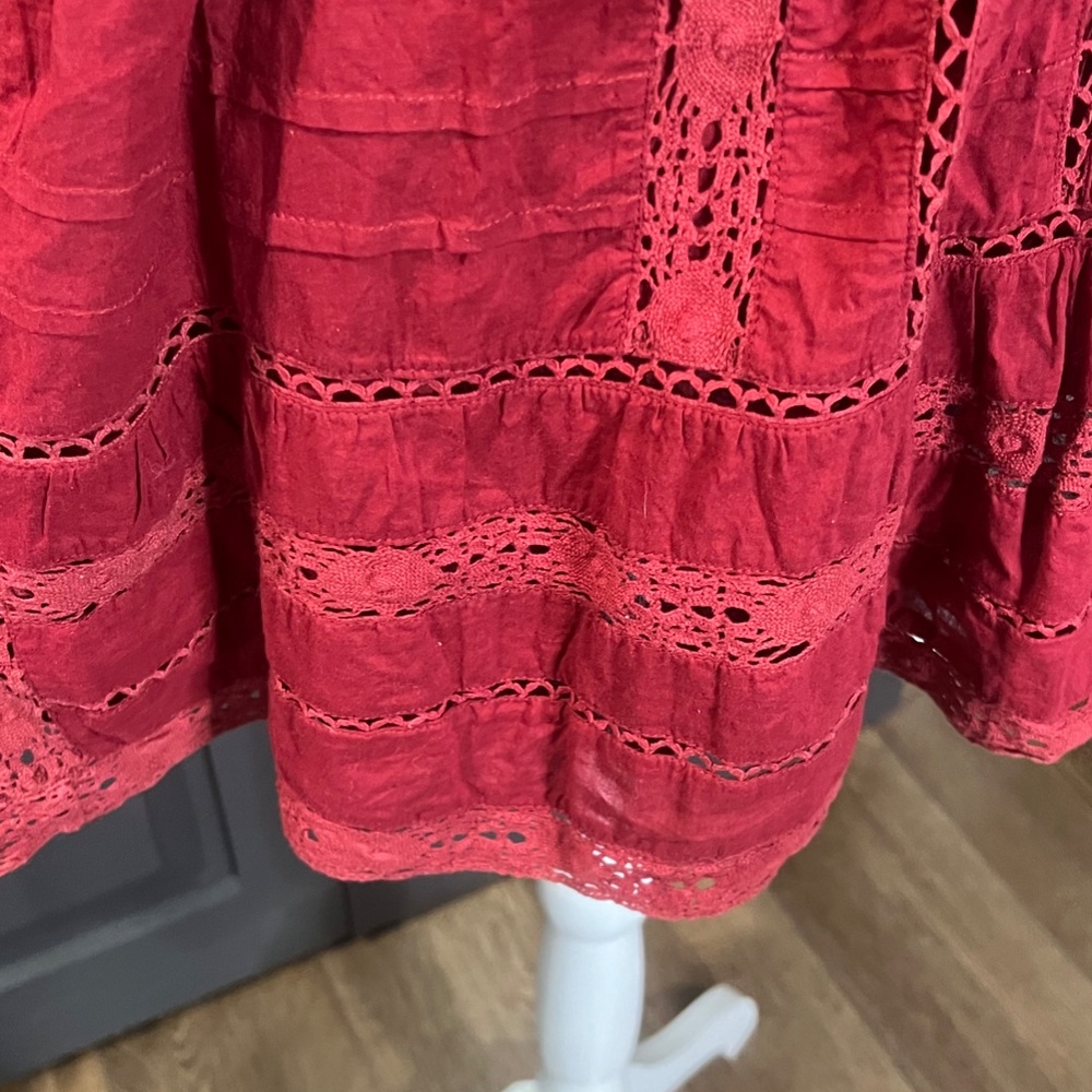 Tularosa Payton Lace Dress Burnt Cayenne 3/4 Sleeve Button Front Sz XS Revolve - Picture 14 of 14